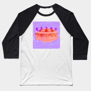 Pink red watercolor cake art Baseball T-Shirt